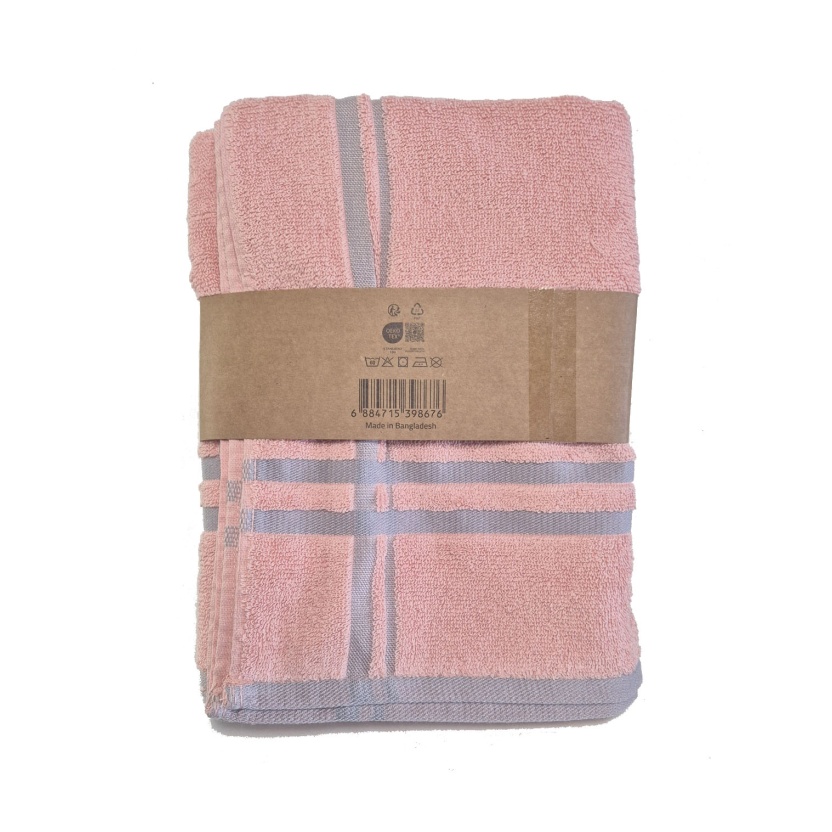 Coral pink luxury collection bath towels with trim 68x127cm - 479 g/m² - Image 2