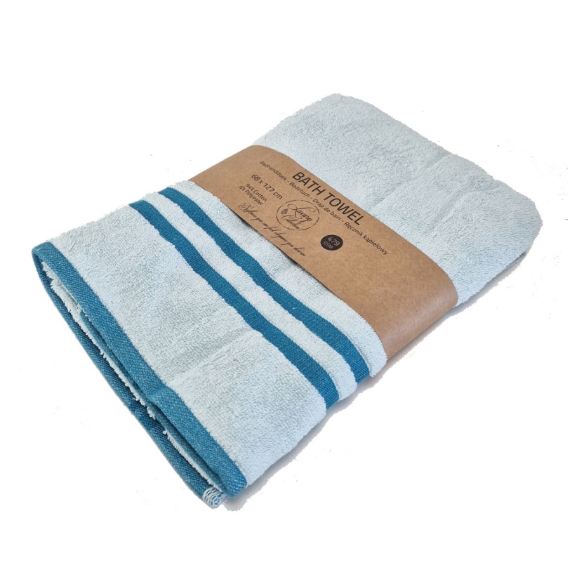 Blue luxury collection bath towels with trim 68x127cm - 479 g/m² - Image 3