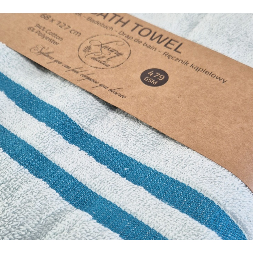 Blue luxury collection bath towels with trim 68x127cm - 479 g/m² - Image 4