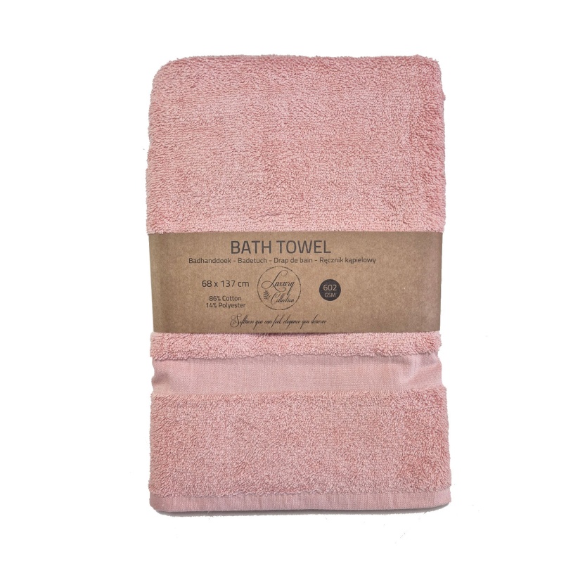 Coral pink luxury collection bath towels 68x137cm with hem - 602 g/m²