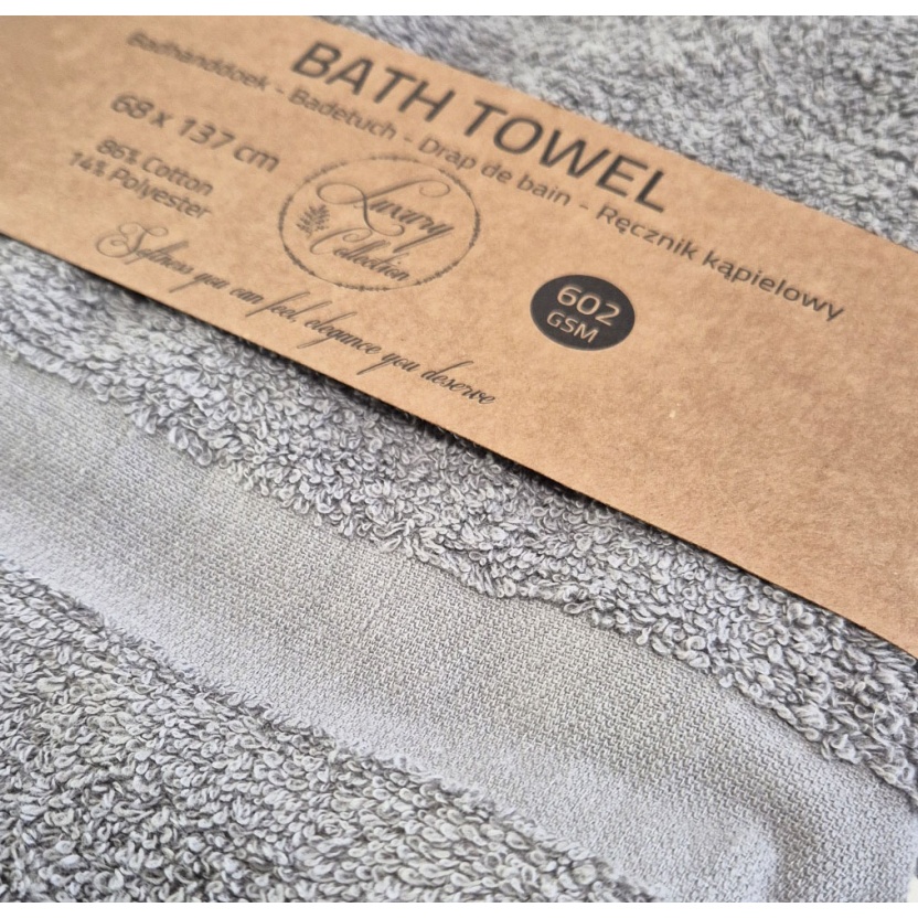 Grey luxury collection bath towels 68x137cm - 602 g/m² - Image 4
