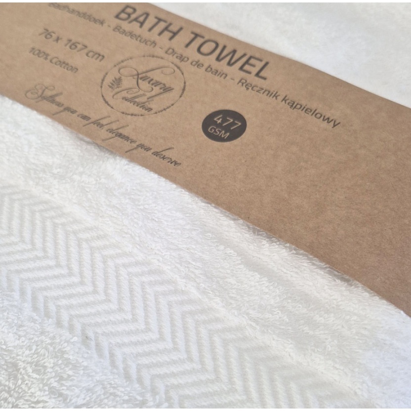 White luxury collection bath towels 76x167cm - 477 g/m² - Image 3