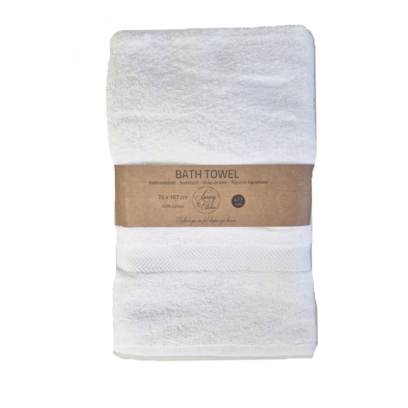 White luxury collection bath towels 76x167cm - 477 g/m²