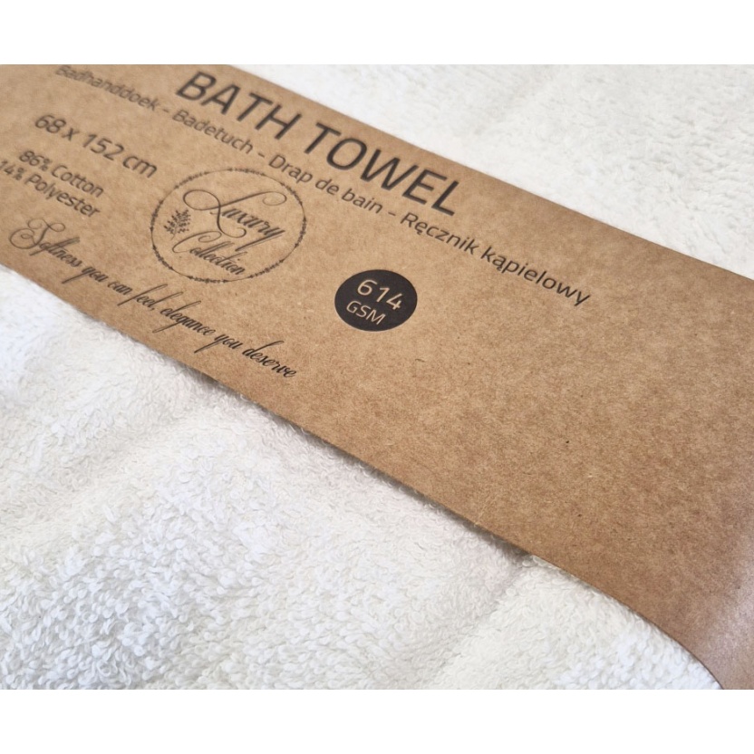 White luxury collection hotel quality bath towels 68x152cm - 614 g/m² - Image 3