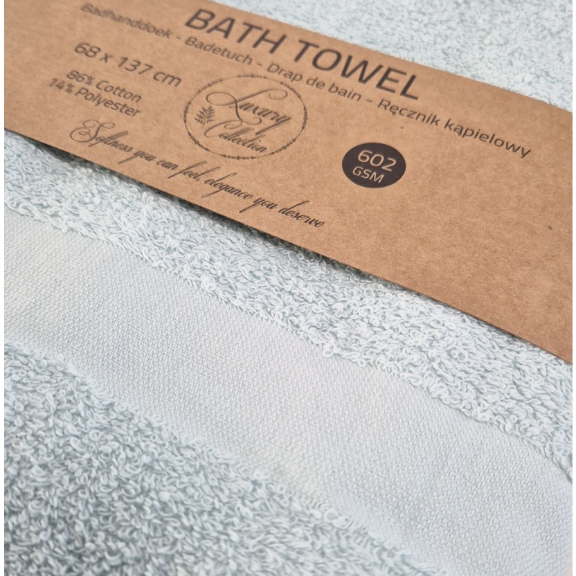 Lichtblauwe luxe badhanddoeken 68x137cm met zoom - 602 g/m² - Afbeelding 4