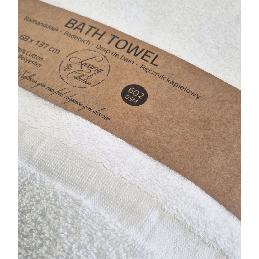 White luxury collection bath towels 68x137cm - 602 g/m² - Image 4