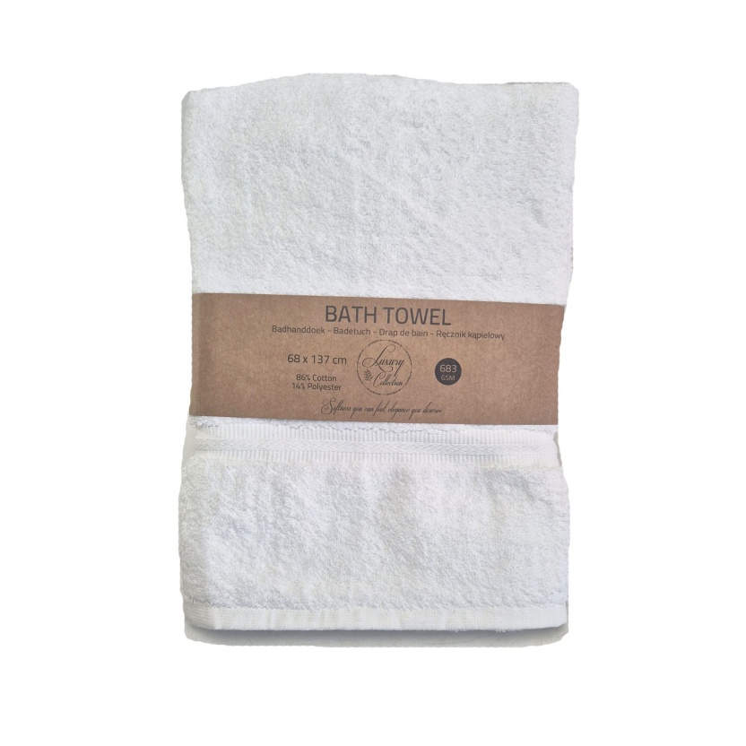 Witte luxe badhanddoeken van hotelkwaliteit, 68x137 cm - 683 g/m²