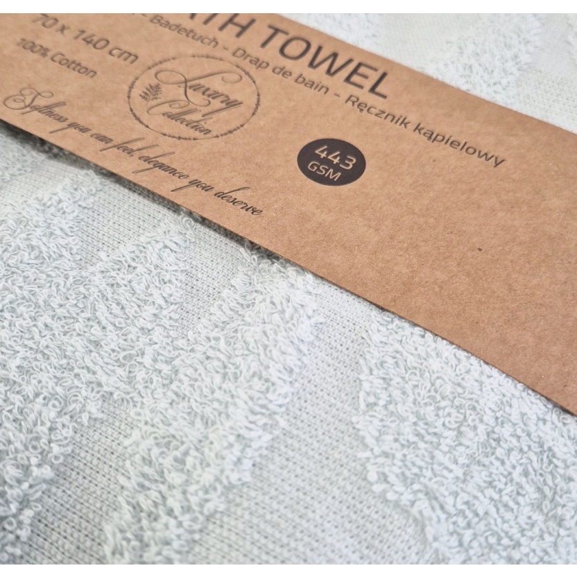 Lichtblauwe luxe jacquard badhanddoeken 70x140 cm - 443 g/m² - Afbeelding 3
