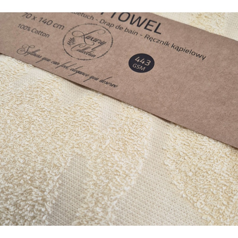 Lichtgele luxe jacquard badhanddoeken 70x140 cm - 443 g/m² - Afbeelding 2