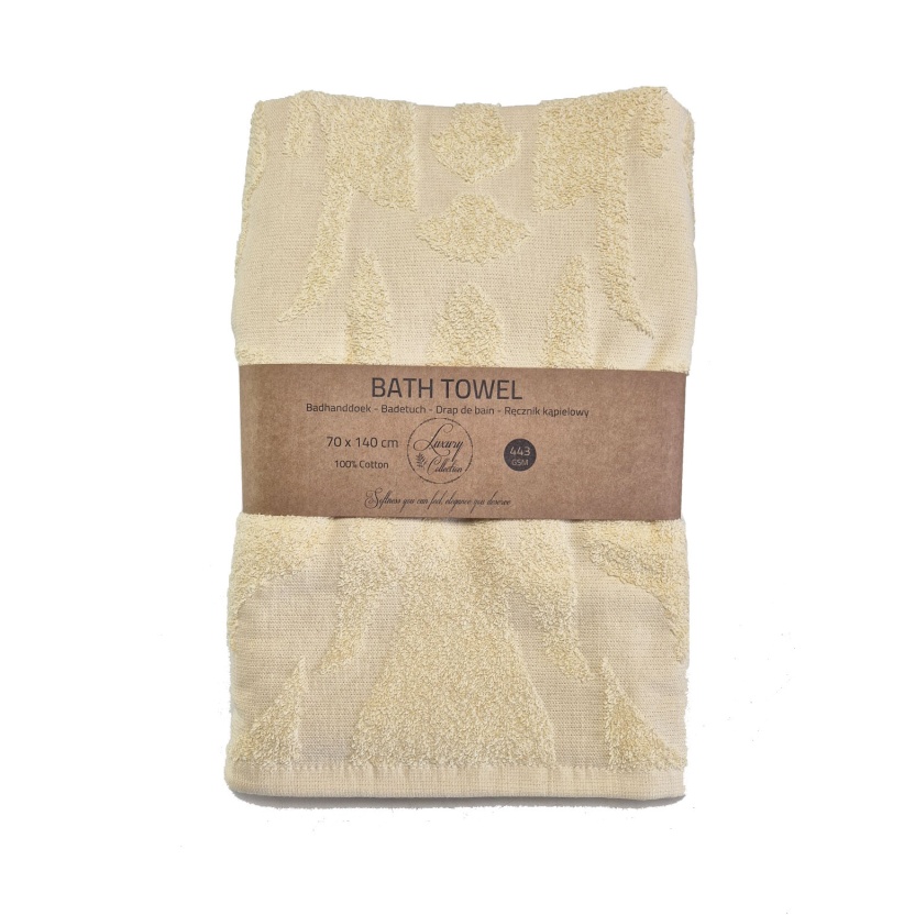 Lichtgele luxe jacquard badhanddoeken 70x140 cm - 443 g/m²