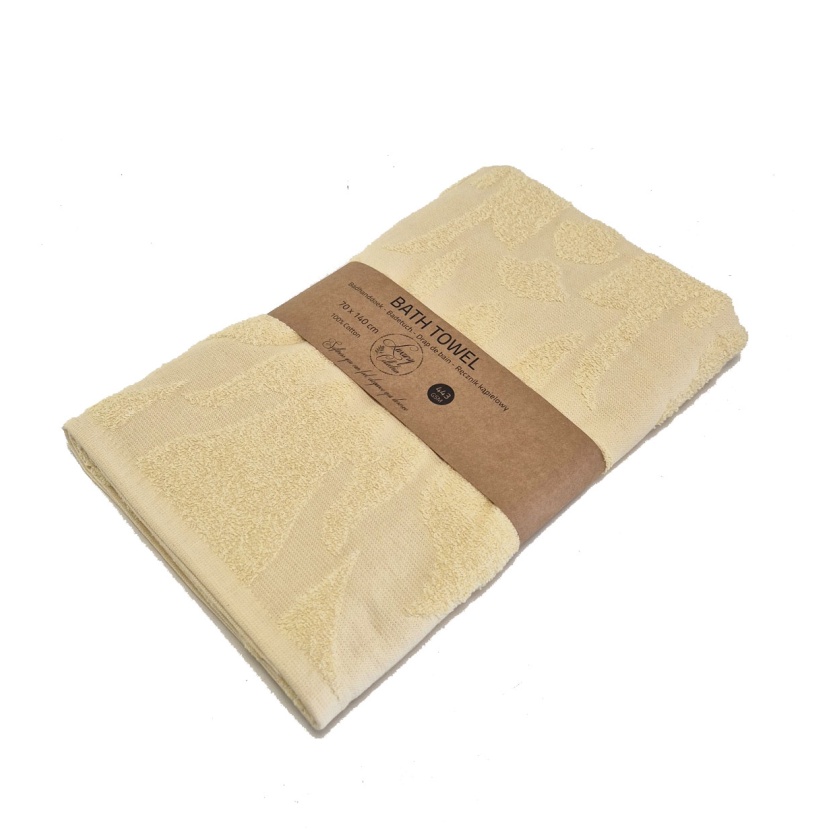 Lichtgele luxe jacquard badhanddoeken 70x140 cm - 443 g/m² - Afbeelding 3