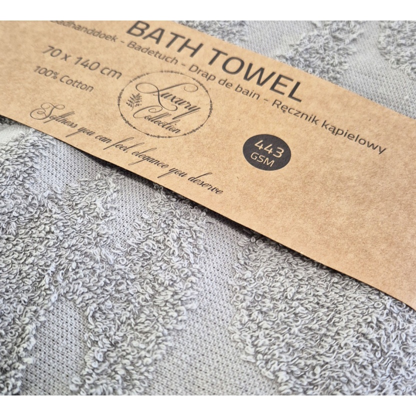 Grijze luxe jacquard badhanddoeken 70x140 cm - 443 g/m² - Afbeelding 4