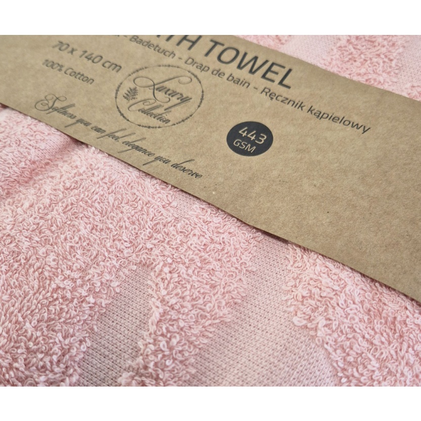 Koraalroze luxe jacquard badhanddoeken 70x140 cm - 443 g/m² - Afbeelding 3