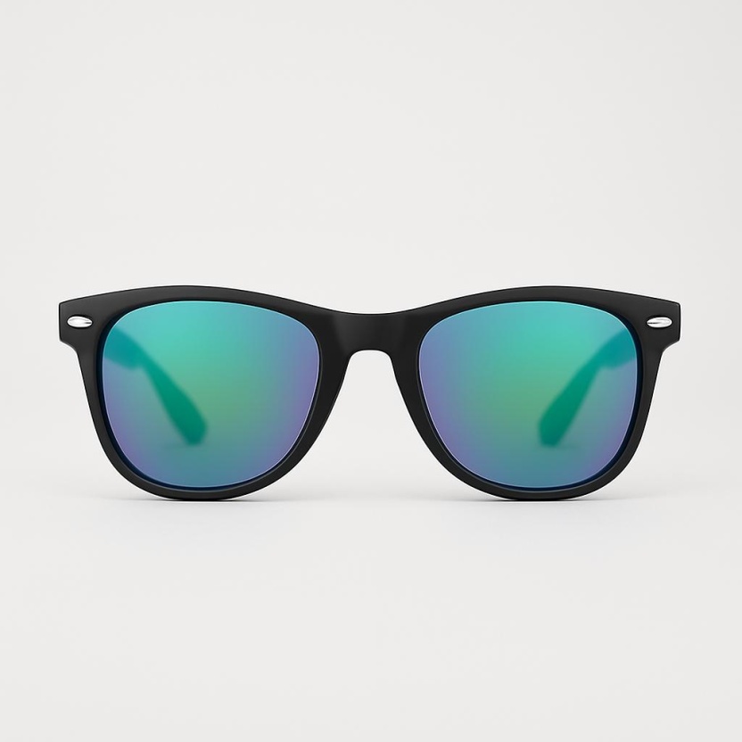 Zwarte 'Distressed' Wayfarer zonnebrillen met gespiegelde glazen 2217-04