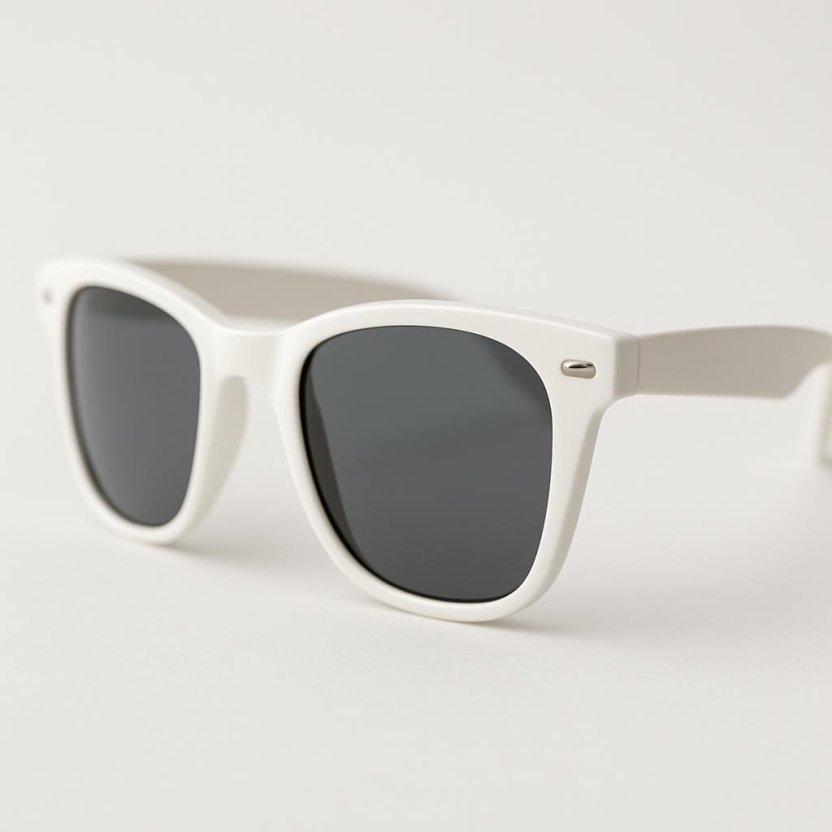 Witte 'Distressed' Wayfarer zonnebrillen met donkere glazen 2217-07 - Afbeelding 2