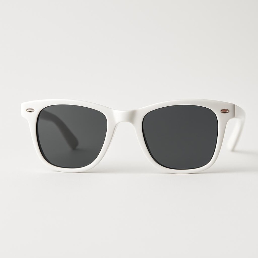 Witte 'Distressed' Wayfarer zonnebrillen met donkere glazen 2217-07