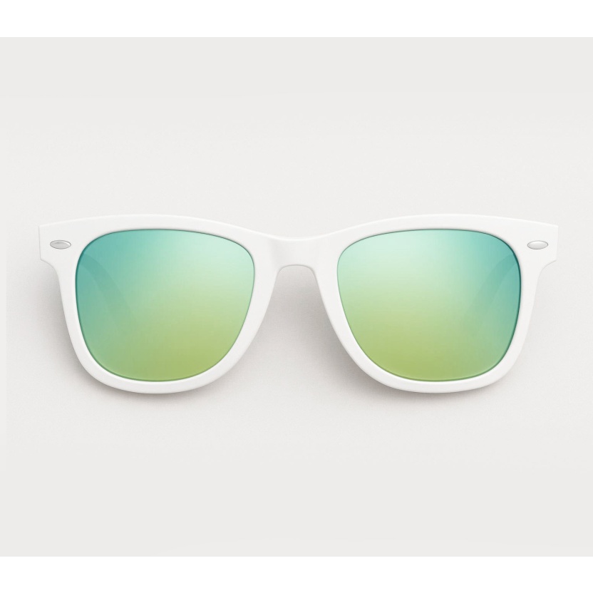 Witte 'Distressed' Wayfarer zonnebrillen met spiegelglazen 2217-09