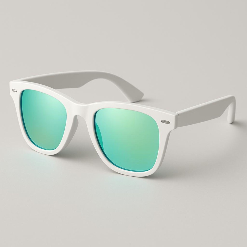 Witte 'Distressed' Wayfarer zonnebrillen met spiegelglazen 2217-09 - Afbeelding 2