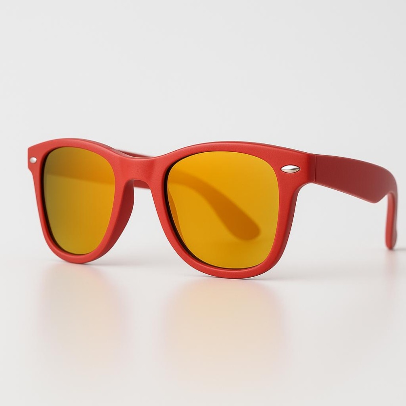 Red 'Distressed' wayfarer sunglasses with mirror lenses 2217-22 - Image 2