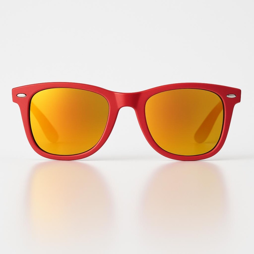 Red 'Distressed' wayfarer sunglasses with mirror lenses 2217-22