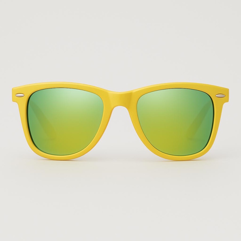 Yellow 'Distressed' wayfarer sunglasses with mirror lenses 2217-24