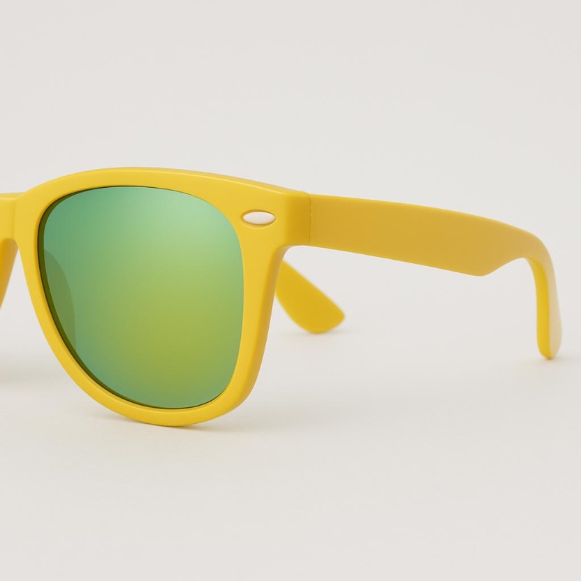 Yellow 'Distressed' wayfarer sunglasses with mirror lenses 2217-24 - Image 2