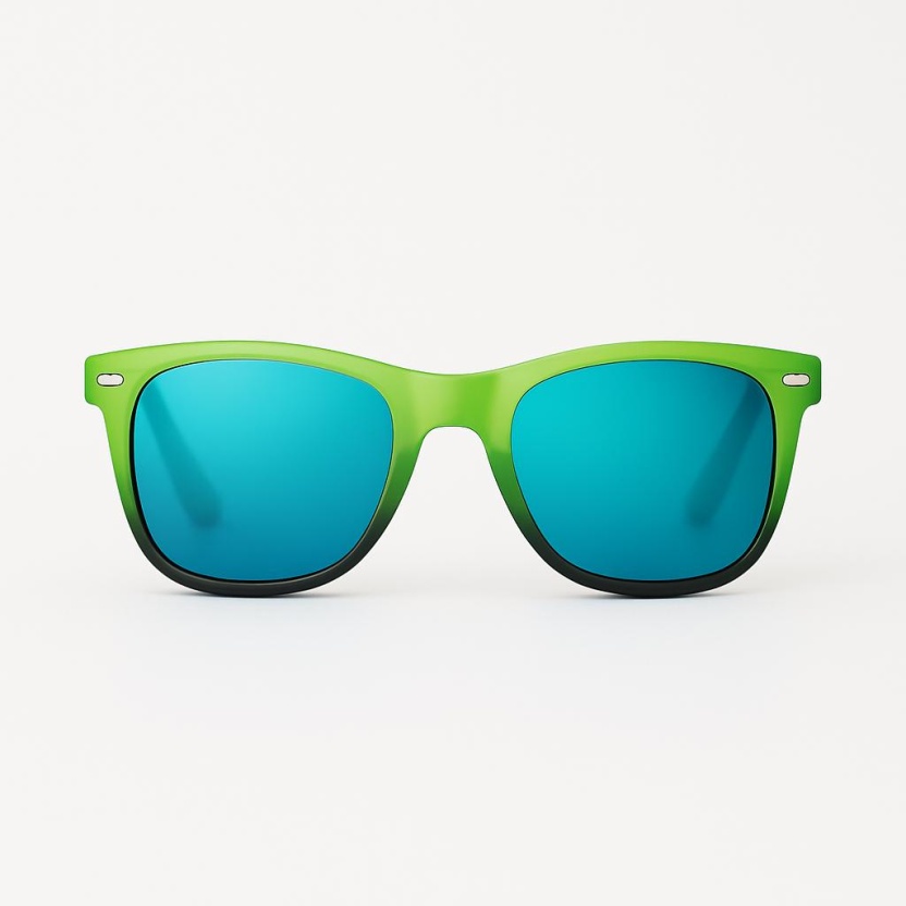 Green 'Distressed' wayfarer sunglasses with mirror lenses 2217-50