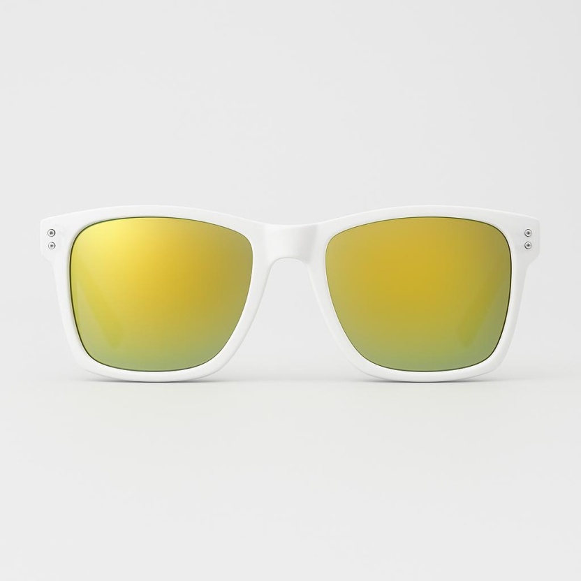 White 'Distressed' sunglasses with mirror lenses 2220-11