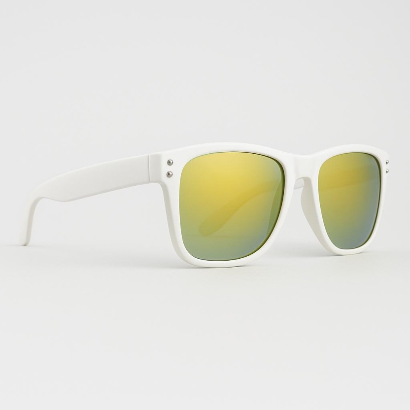White 'Distressed' sunglasses with mirror lenses 2220-11 - Image 2