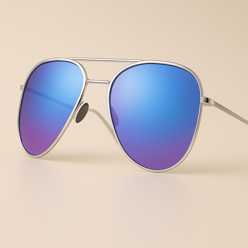 'Distressed' aviator sunglasses with blue/purple mirror lenses 2222-12
