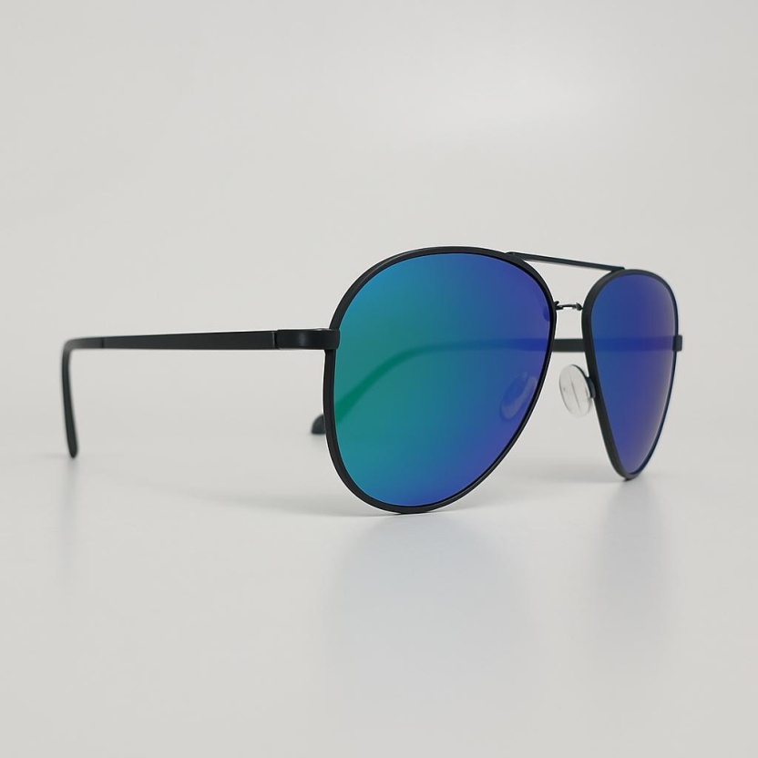 Black 'Distressed' aviator sunglasses with mirror lenses 2229-03 - Image 2