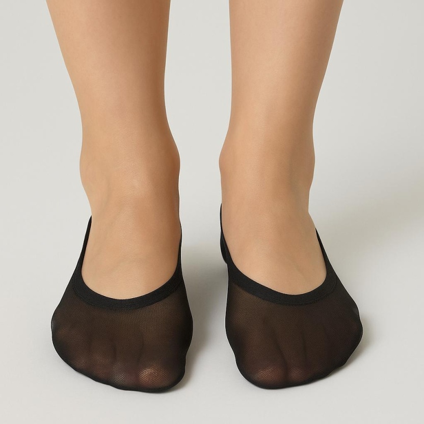 Zwarte 2-pack zwarte second skin ballerinasokken voor dames - Afbeelding 3