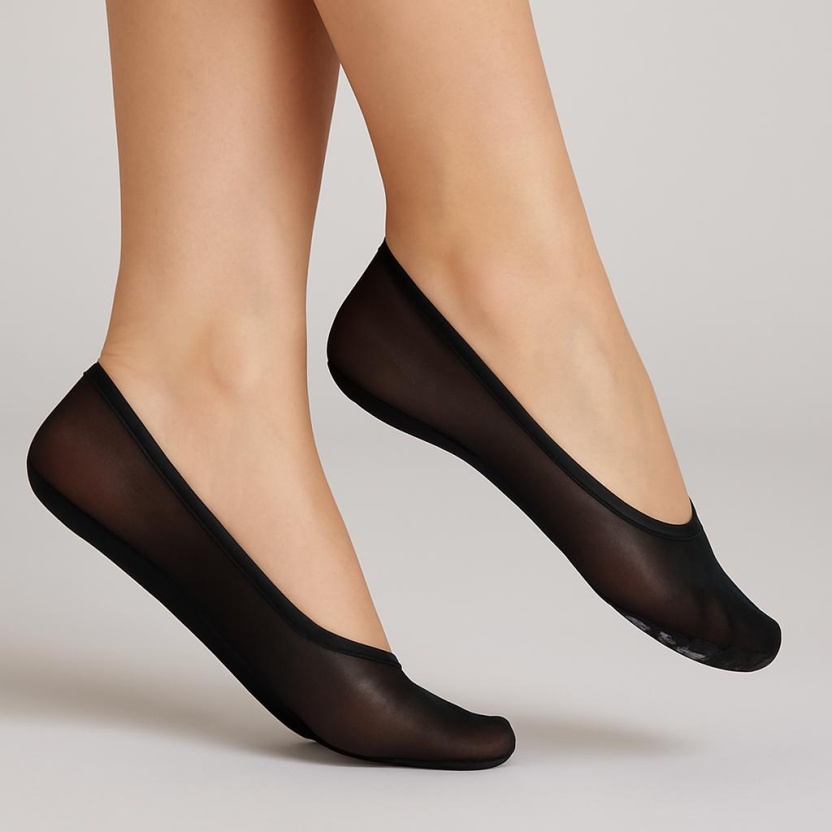 Zwarte 2-pack zwarte second skin ballerinasokken voor dames