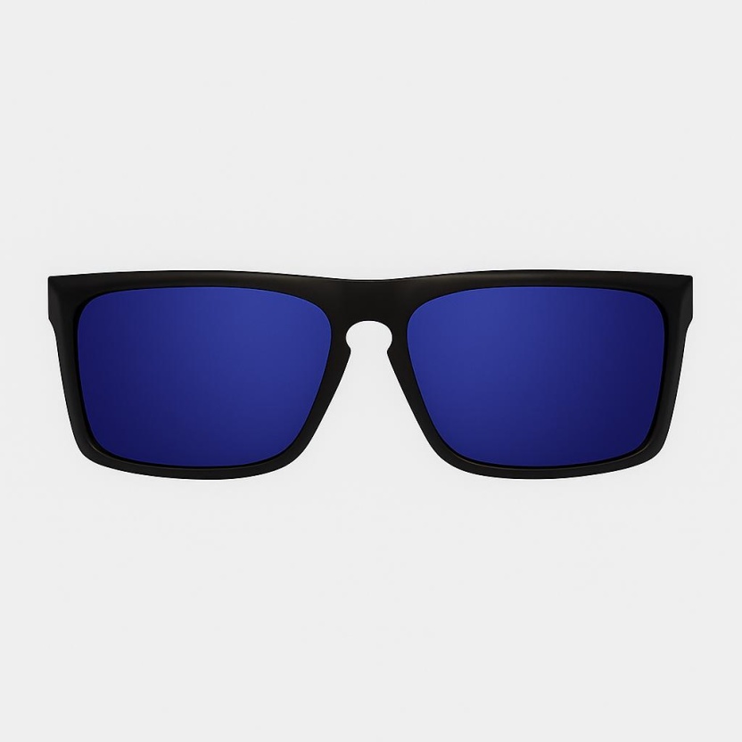 Matte black 'Distressed' sunglasses with mirror lenses 2205-14