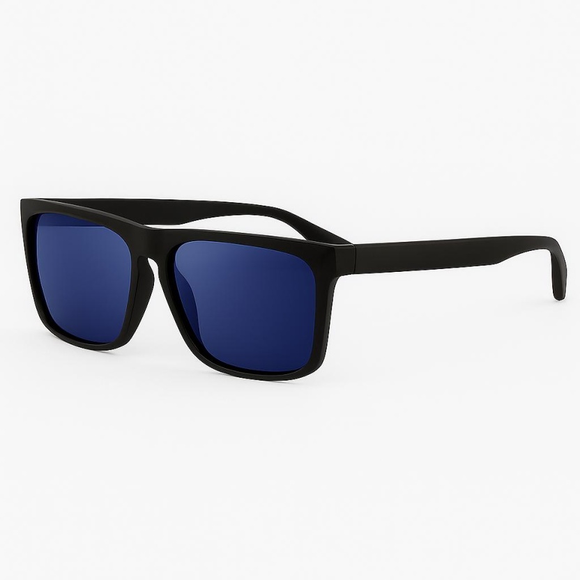 Matte black 'Distressed' sunglasses with mirror lenses 2205-14 - Image 2