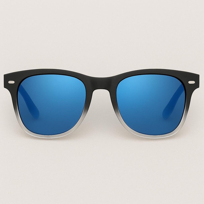 'Distressed' wayfarer sunglasses with blue mirror lenses 2217-44