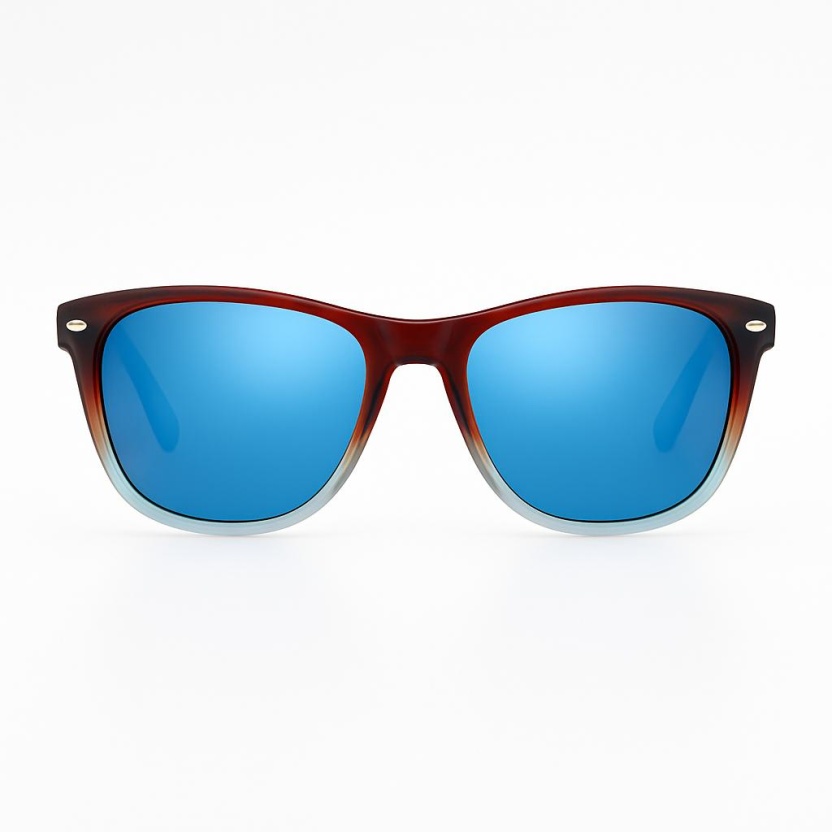 Bruin/lichtblauwe 'Distressed' Wayfarer zonnebrillen 2217-46