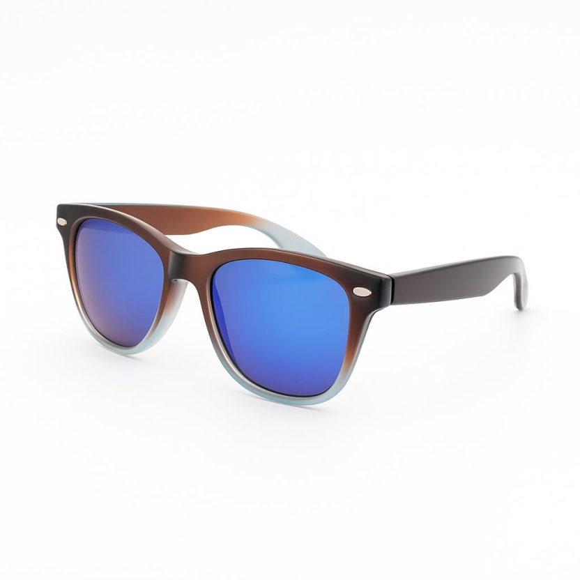 Bruin/lichtblauwe 'Distressed' Wayfarer zonnebrillen 2217-46 - Afbeelding 2