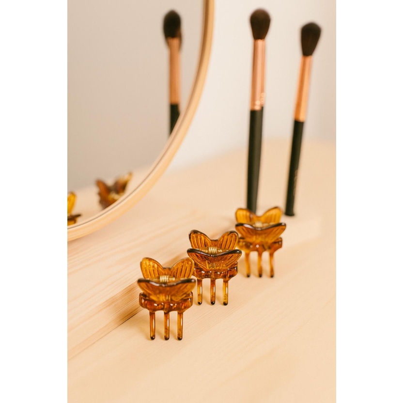 Haaraccessoires - verpakking van 100 stuks bruine vlinder/lieveheersbeestje haarspeldjes - Afbeelding 2