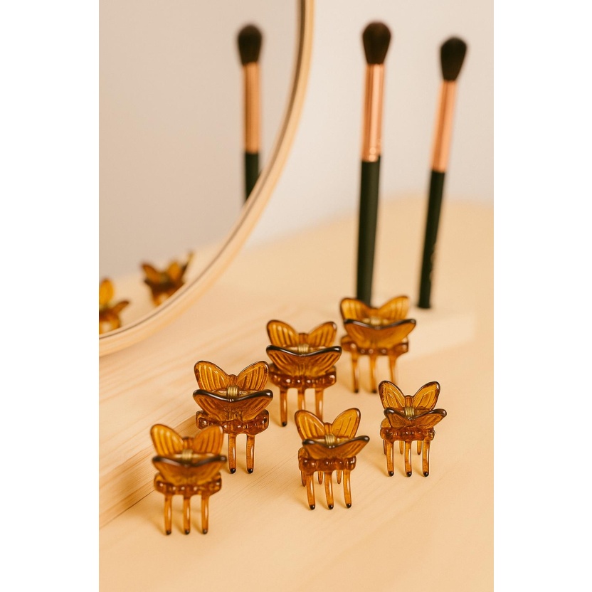 Haaraccessoires - verpakking van 100 stuks bruine vlinder/lieveheersbeestje haarspeldjes