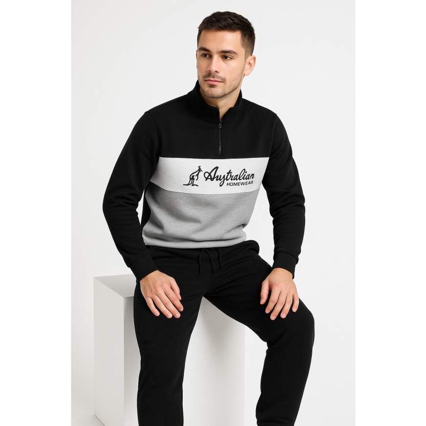 Zwart/grijze 'Australian' Homewear trainingspakken voor heren AF69 - Afbeelding 2