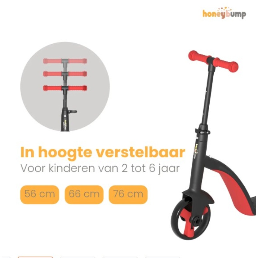 Rode HoneyBump Swifty 3-in-1 driewielers voor kinderen - Afbeelding 3
