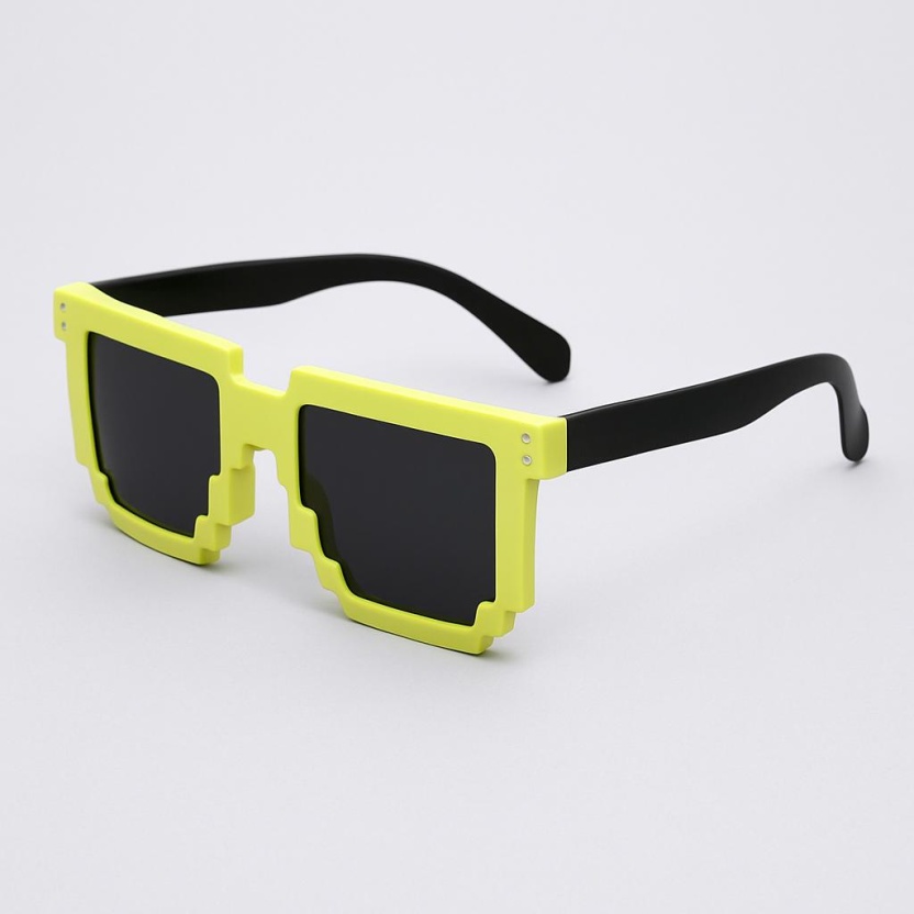 Neon yellow 'Distressed' pixel sunglasses 2203-22
