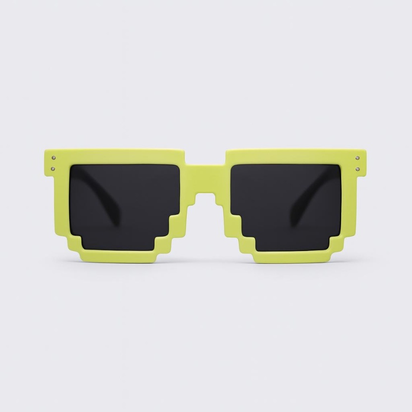 Neon yellow 'Distressed' pixel sunglasses 2203-22 - Image 2