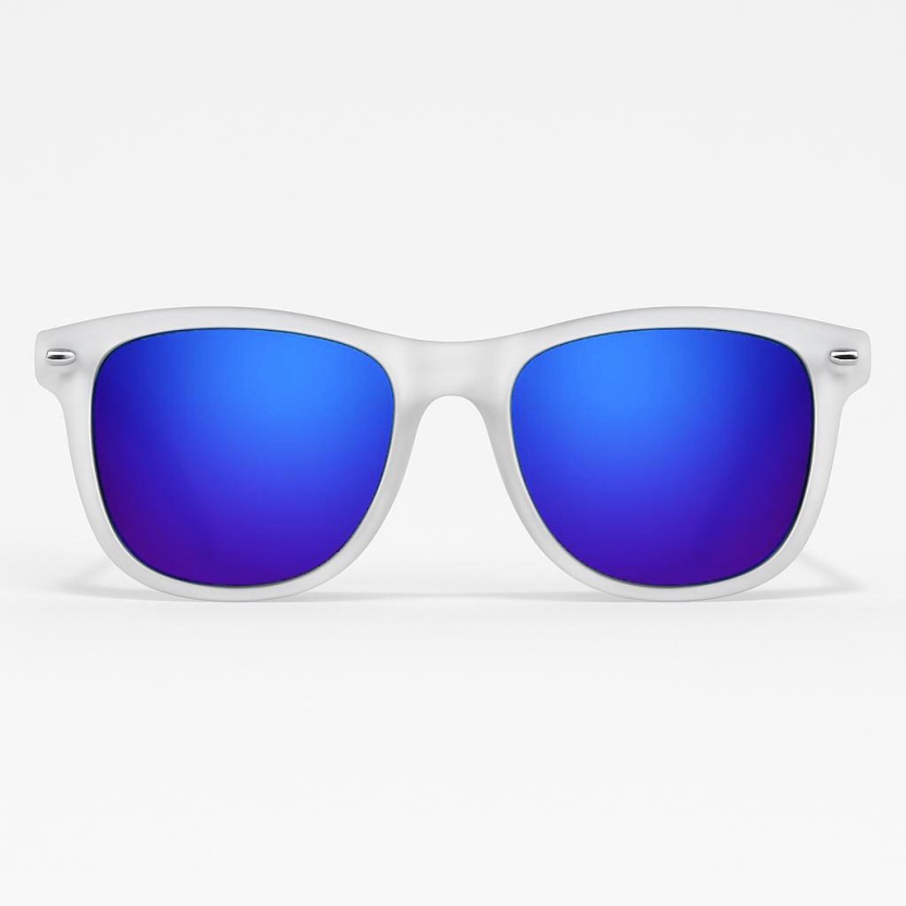 Semi-transparante 'Distressed' wayfarer zonnebril met spiegelglazen 2217-16A