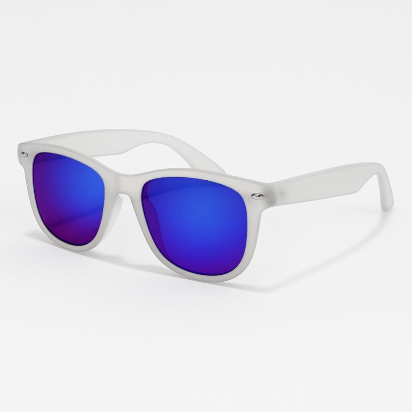 Semi-transparante 'Distressed' wayfarer zonnebril met spiegelglazen 2217-16A - Afbeelding 2