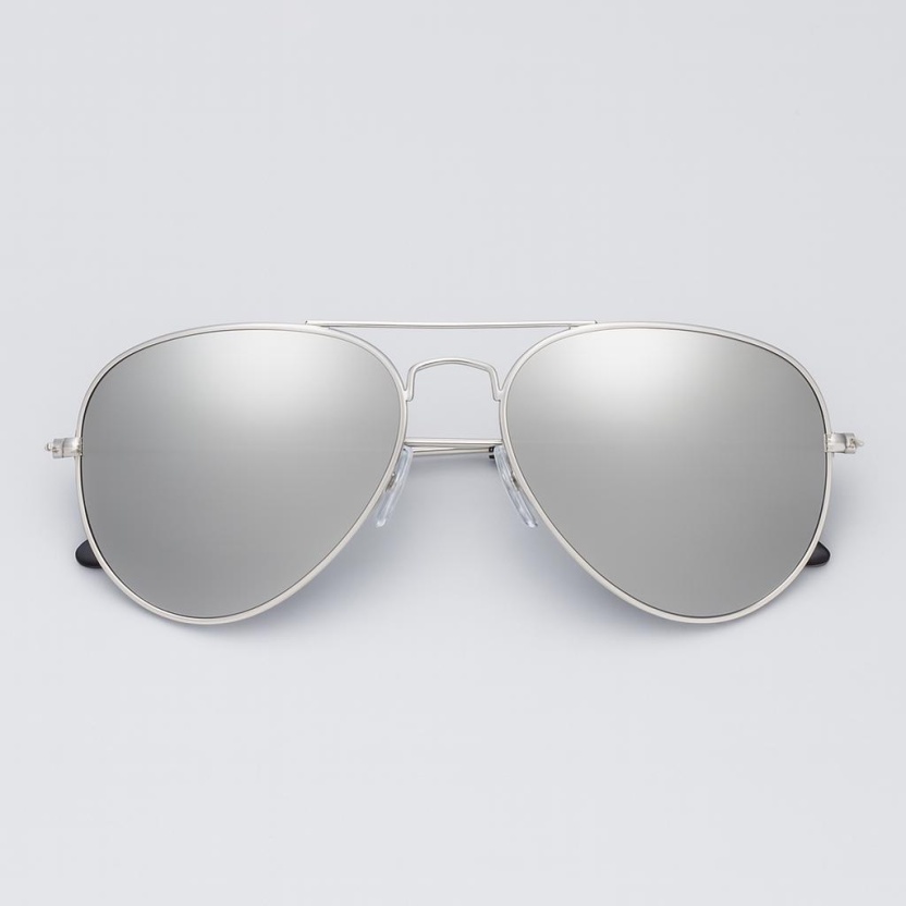 Silver 'Distressed' aviator sunglasses with mirror lenses 2250-14 - Image 2