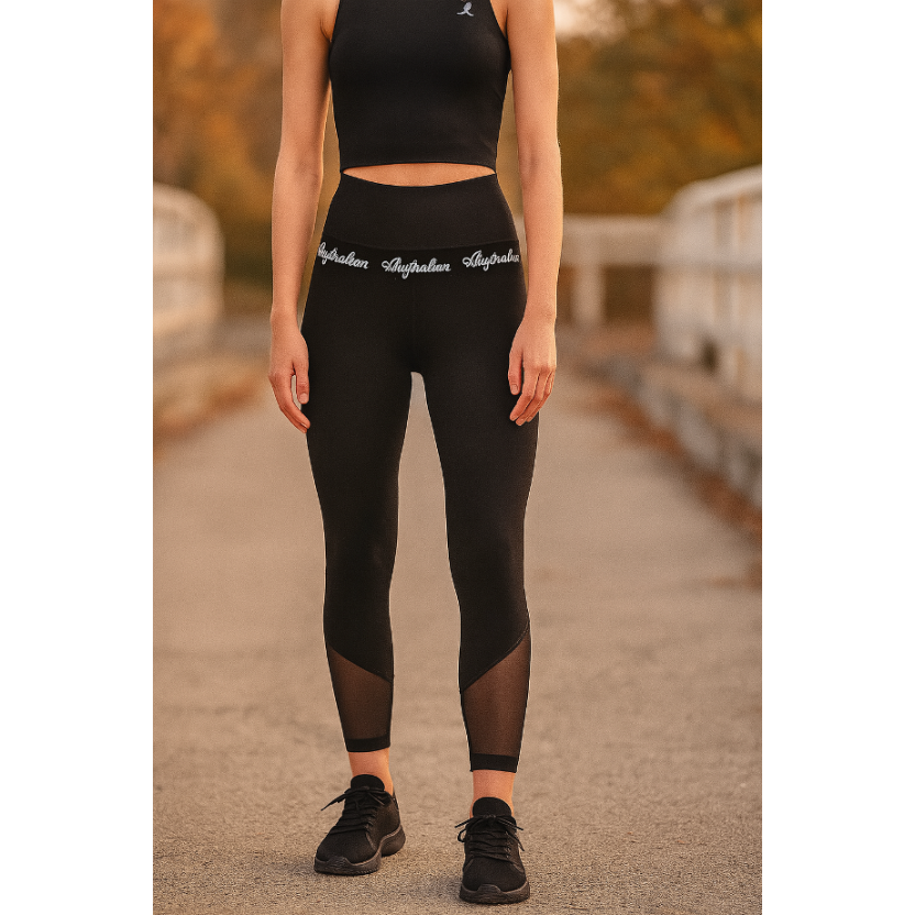 Verschillende modellen zwarte 'Australian' sportleggings met mesh voor dames - Afbeelding 4