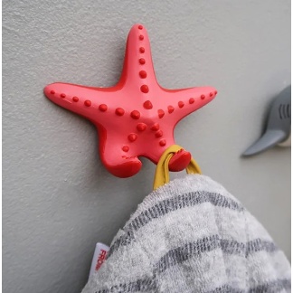 Red hand painted The Zoo sea star coat hooks