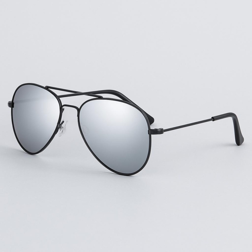 Silver 'Distressed' aviator sunglasses with mirror lenses 2200-25 - Image 2